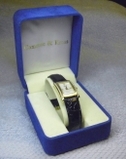 Jacqueline Kennedy watch, has serial number, JBK, 8 inch leather strap, display box. needs battery.