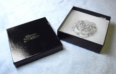Suzanne Somers Collection, jewelry, brooch-pin with original box, clear stones on silvertone.