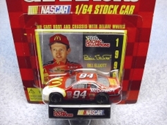Bill Elliott, Ford, McDonald's Nascar 1996, Racing Champions 1/64 scale, stock car, collectible.
